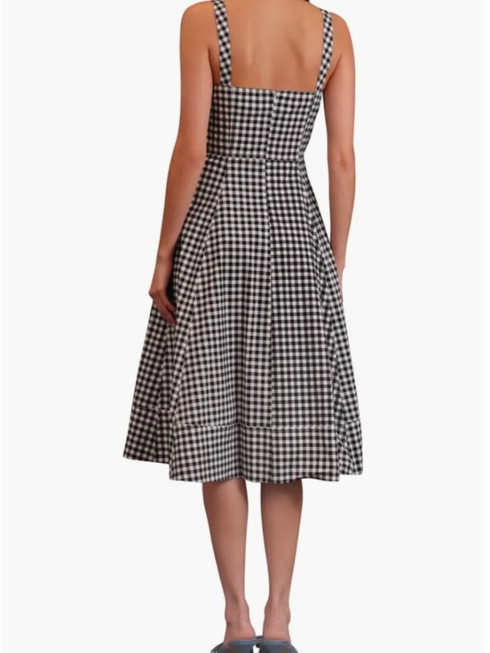 NWT Avec les Filles size 4 Sweetheart Neckline Fit and Flare Midi Dress Gingham - Picture 3 of 8